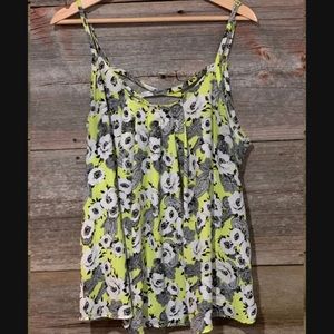 Yellow Floral Pleated Swing Cami